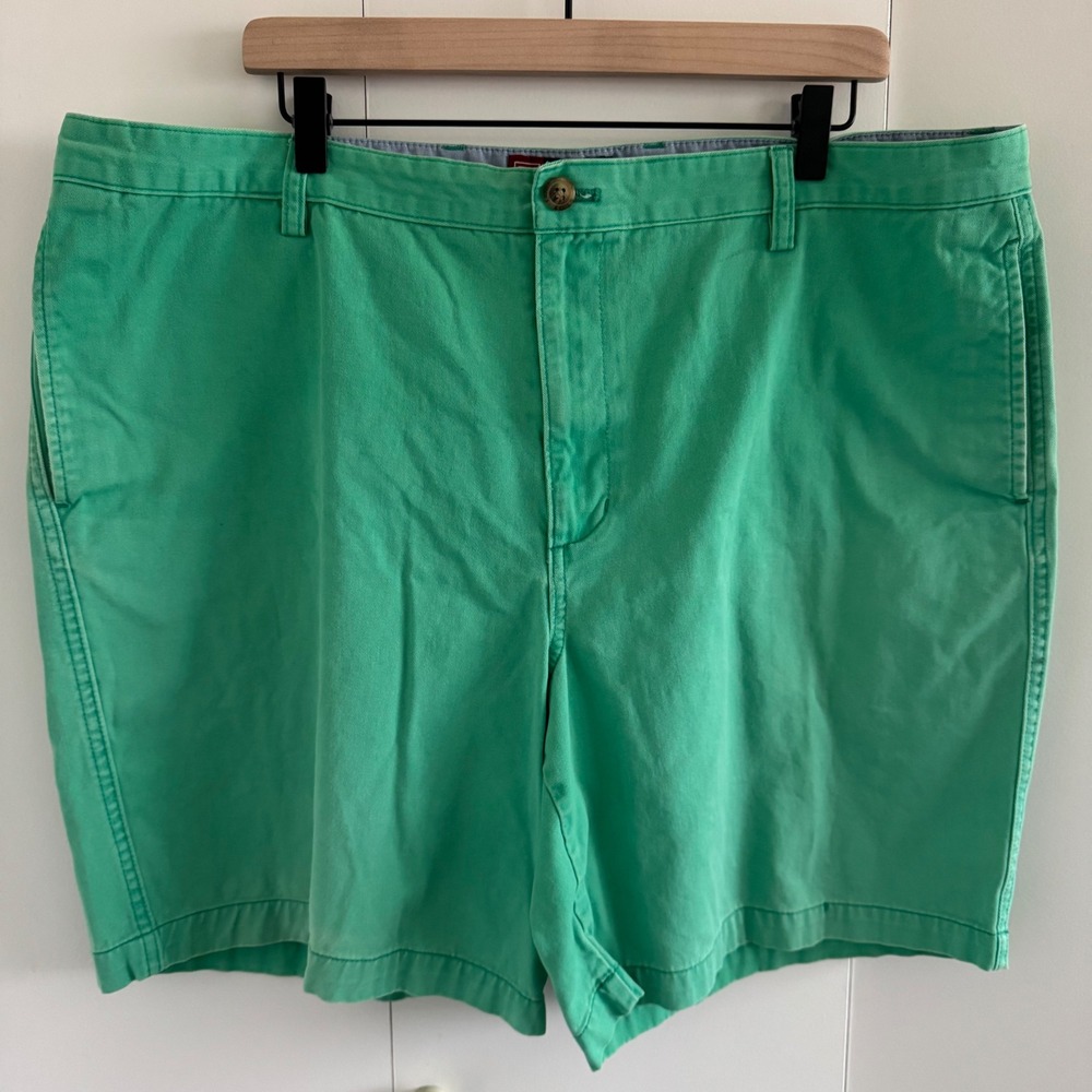 Chaps Mens Size 42 Green Cotton Chino Shorts Flat Front Preppy Casual Twill